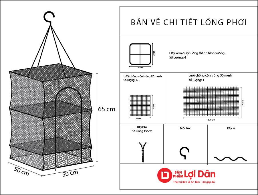 Bản vẽ chi tiết mô hình lồng phơi.